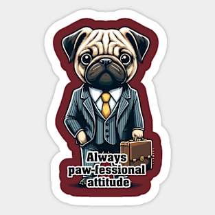 Always Paw-fessional Attitude - Funny Dog in Suit Sticker